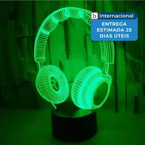 Lâmpada Decorativa Azimom Ilusão 3D Fone De Ouvido A-MBI
