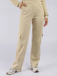 Calça Moletom Cargo Wide Leg Feminina BEGE P