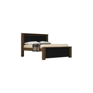 Cama Casal em MDF e MDP - Móveis Europa Monalisa Imbuia / Preto