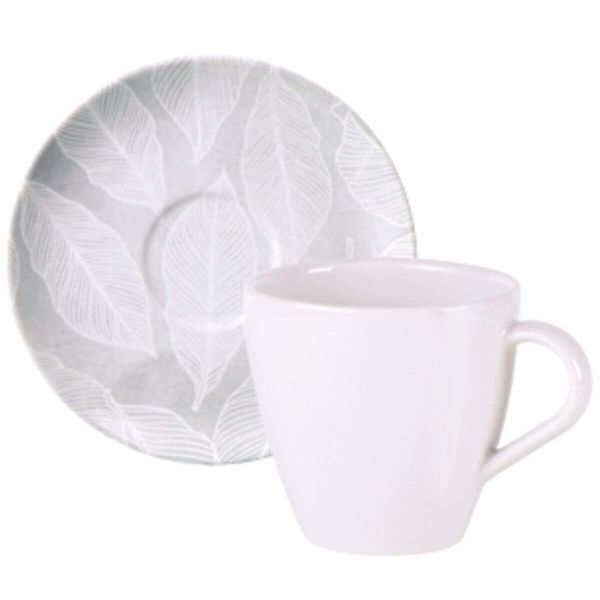 Jogo 12 Xícaras e Pires Chá Café 200ml Porcelana Tramontina Arbo Cozinha Servir Mesa Posta
