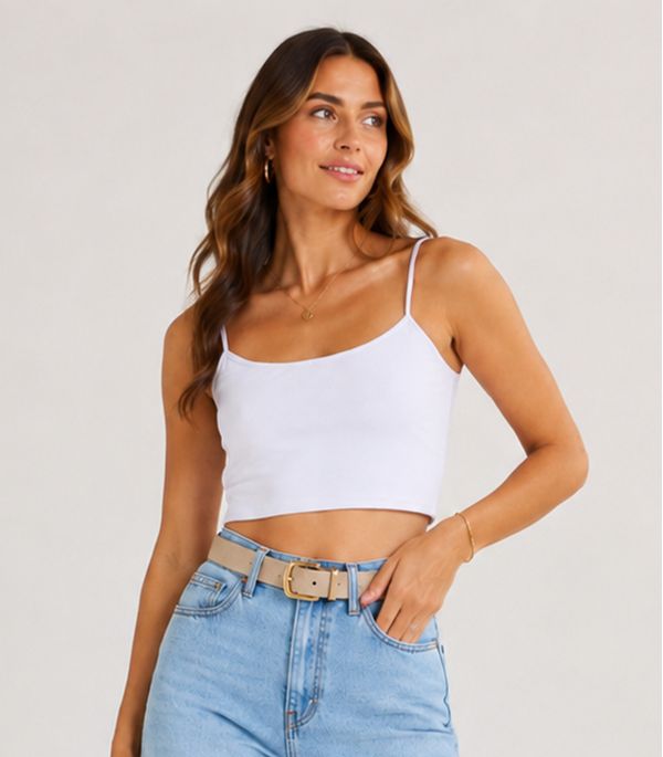 Blusa de Alça Feminina Tecido Henera Infinita Cor Branco GG