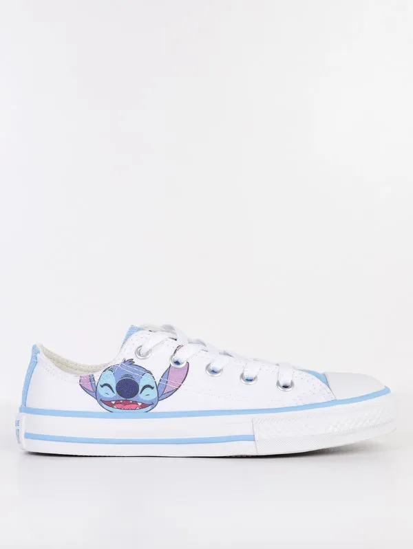 Tênis Stitch Converse Juvenil Para Menina - BRANCO/AZUL 28
