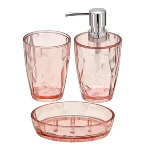 Kit Organizador Banheiro Acrílico Rosa 3 Peças 16x12x8cm 375018 - Mabruk Presentes