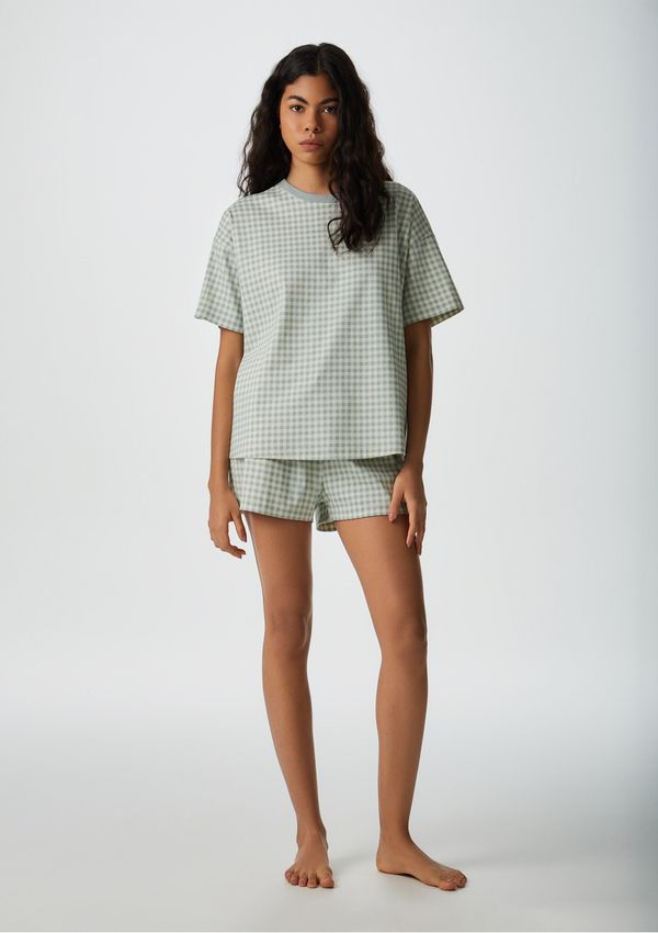 Pijama Curto Feminino Estampado Oversized - Verde XP
