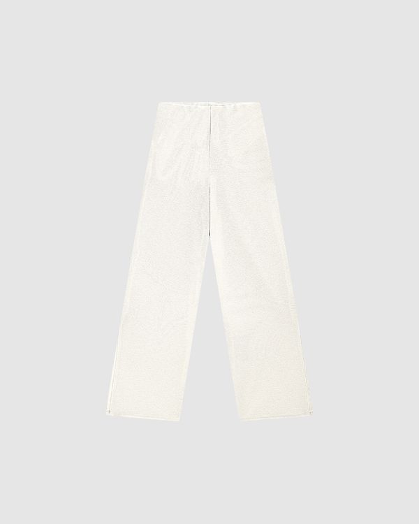 Calça Wide Leg Cropped Feminina Fenda Lateral Em Malha Lurex - ENFIM Off White - PP