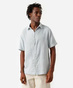 camisa masculina manga curta comfort texturizada azul G