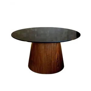 Mesa Cone De Centro Oval 137X90Cm Ferro Preta Preto