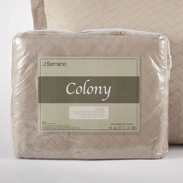 Kit Colcha Queen Colony Bricks 3 Peças Creme Cotton 230x260cm Ref.B62893703010 Jc Serrano