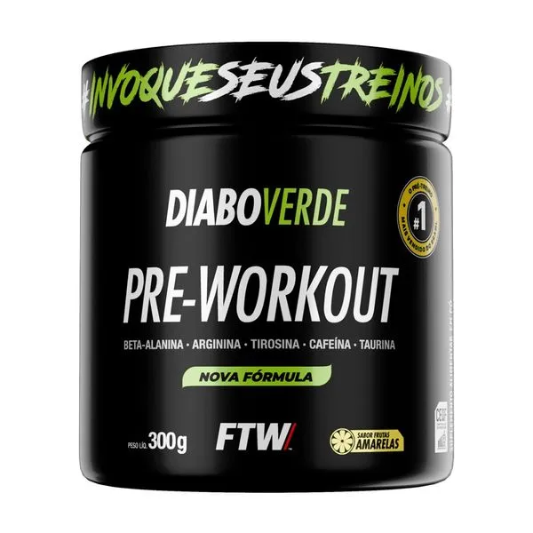 Pré Treino Diabo Verde Sabor Frutas Amarelas 300g Diabo Verde 30 Porções