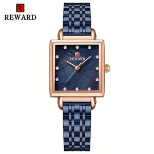 Relógio de Pulso Feminino Relógio de Quartzo Quadrado 2022 Analógico e Digital Aço Inox Rosa Azul Reward Relógio de Pulso Feminino Quartzo Quadrado 2022 Analógico e Digital Aço Inox Rosa Azul Reward