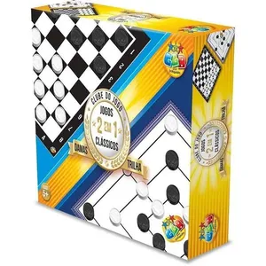 Jogo de Tabuleiro 2 em 1 Dama e Trilha Compacto Portátil para Família GGB Plast Jogo de Tabuleiro 2 em 1 Dama e Trilha Portátil GGB Plast
