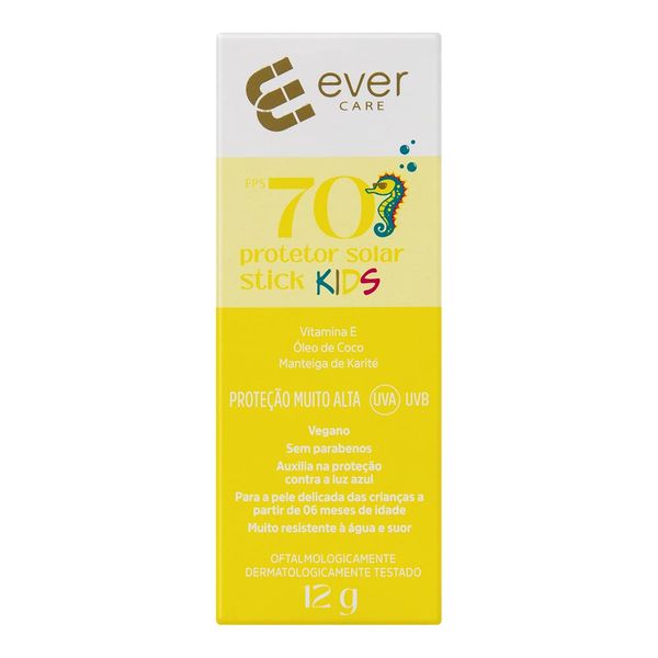 Protetor Solar Infantil Facial Ever Care FPS 70 Kids 12g Stick