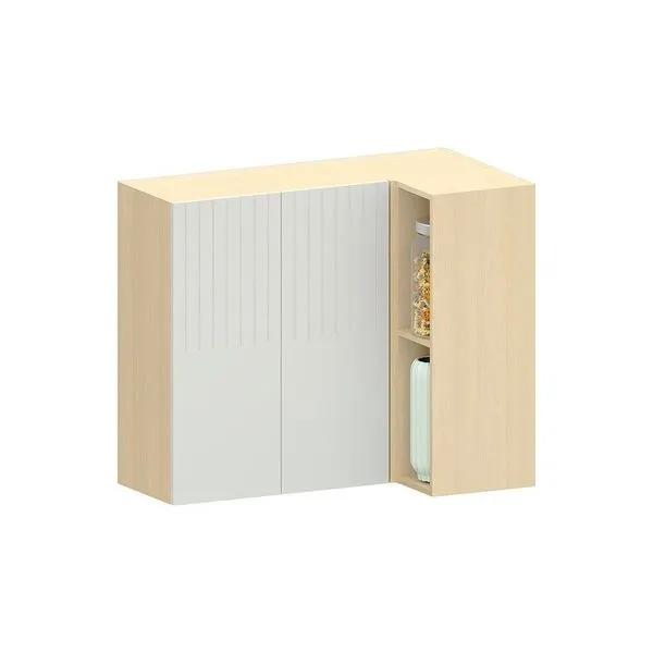 Armário Aéreo 100% Mdf Canto Reto 2 Portas Nicho 95cm Aura Carvalho/cinza Cristal