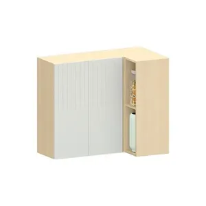 Armário Aéreo 100% Mdf Canto Reto 2 Portas Nicho 95cm Aura Carvalho/cinza Cristal