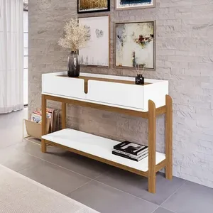 Aparador Lizz - 2 Gavetas Em Mdf-mdp Branco-cedro - Casa D