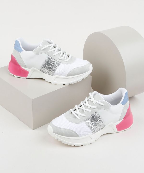 Tênis Feminino Bebece Chunky com Glitter Branco 39
