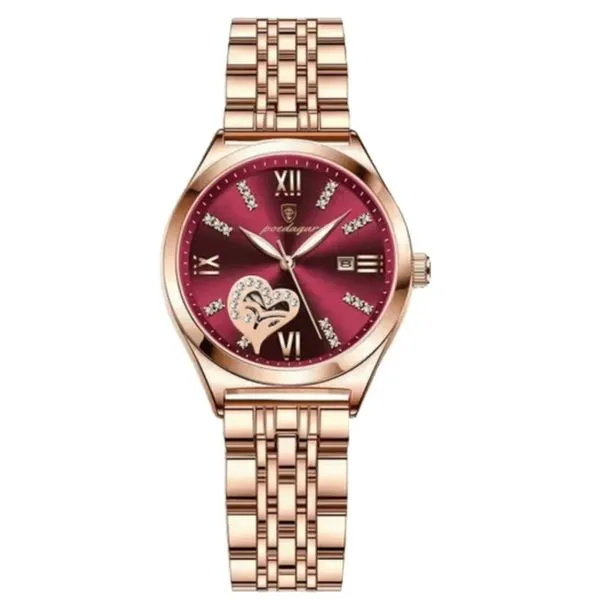 Relógio Feminino Poedagar Rose Gold Social Aço Inox Luxo Data Resistente à Água Rosê A.R Variedades MT Relógio Feminino Poedagar Rose Gold Social Aço Inox Luxo Data Resistente à Água Rosê