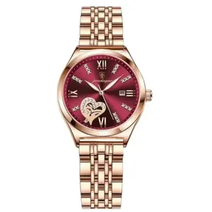 Relógio Feminino Poedagar Rose Gold Social Aço Inox Luxo Data Resistente à Água Rosê A.R Variedades MT Relógio Feminino Poedagar Rose Gold Social Aço Inox Luxo Data Resistente à Água Rosê