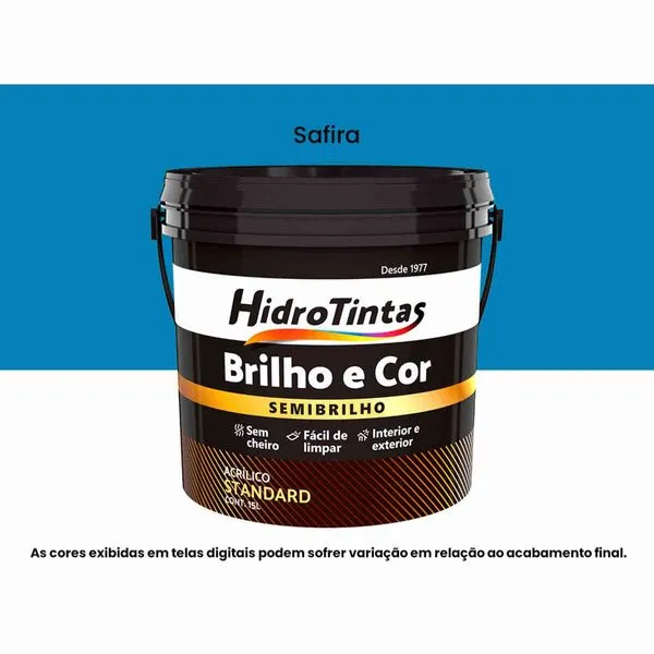 Tinta Acrílica Hidrotintas Standard Semibrilho 15L Brilho e Cor Safira (MP)
