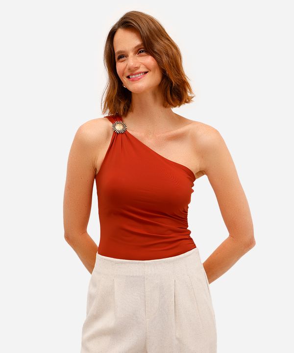 body ombro único feminino de poliamida vermelho G