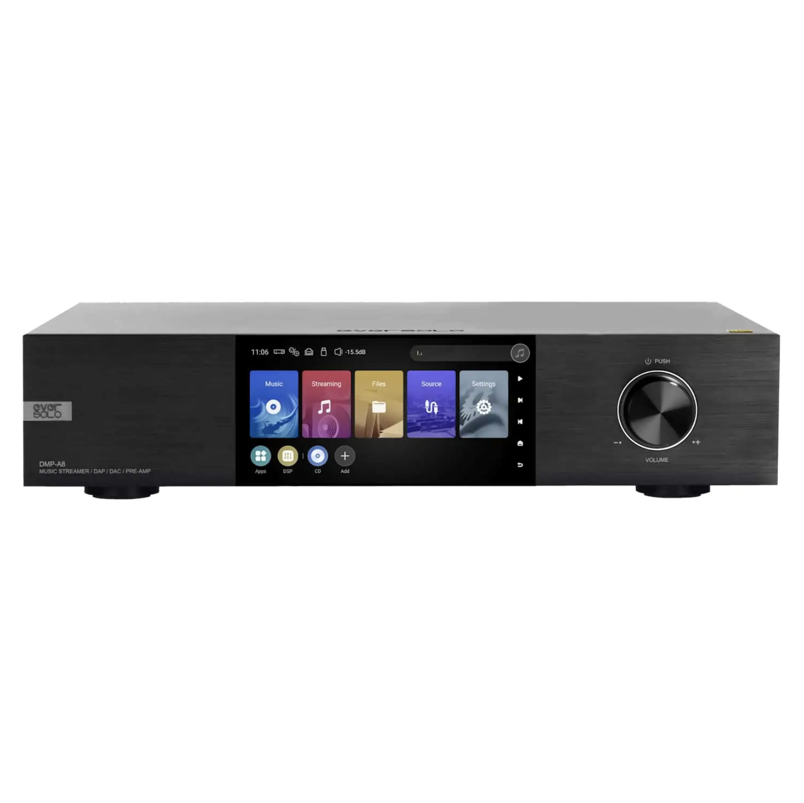 Streamer Music EverSolo DMP-A8 com DAC, DAP e pré-amplificador totalmente balanceado