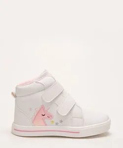 tênis infantil cano alto velcro unicórnio branco 21