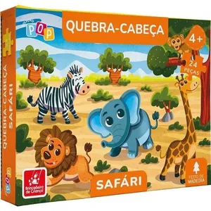 Quebra-Cabeça Madeira Safari 24 Peças Tema Vida Selvagem para Crianças Quebra-Cabeça Madeira Safari 24 Peças Vida Selvagem