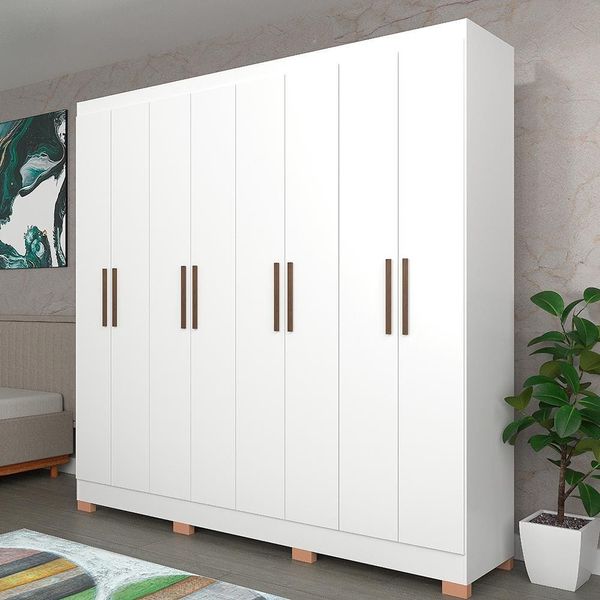 Guarda-Roupa Bartira Porto com 8 Portas e 4 Gavetas 219,2 de Largura Branco