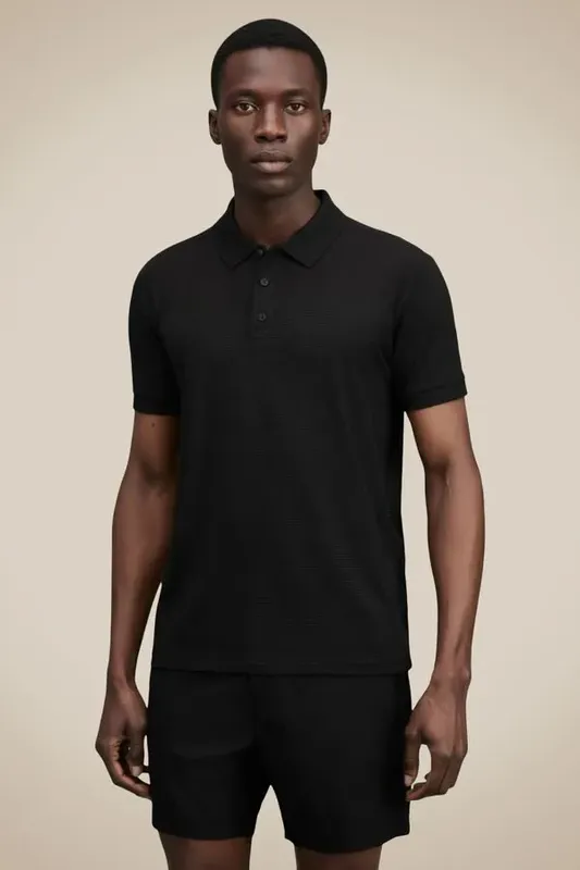 Polo Slim Listra Modal Preto - Gg