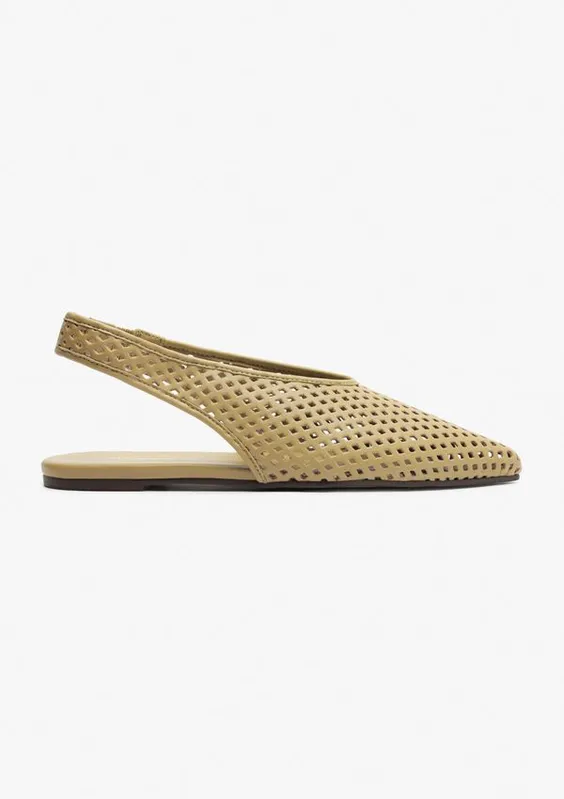 Sapatilha Slingback Vazada - Caqui 039