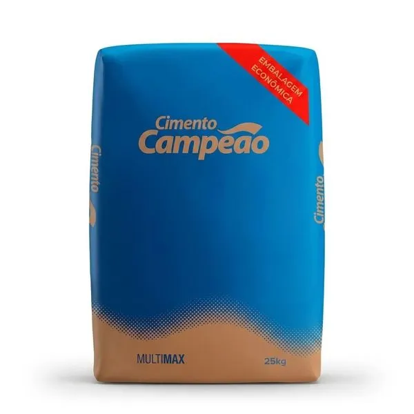 Cimento Cpii E-32 Rs Campeão Multimax 25kg Alta Resistência Inicial Secagem Rápida Cinza Nacional Cimento Cpii E-32 Rs Campeão Multimax 25kg Trabalhabilidade Elevada Cinza Nacional