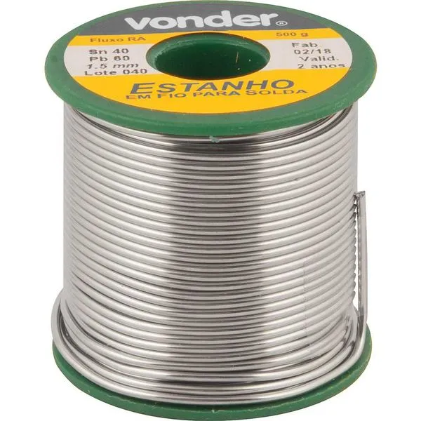 Estanho em Fio 1,5mm 40x60 com 500g - VONDER