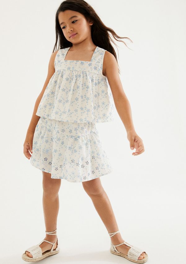 Shorts Saia Infantil Curta Bordada - Creme 016
