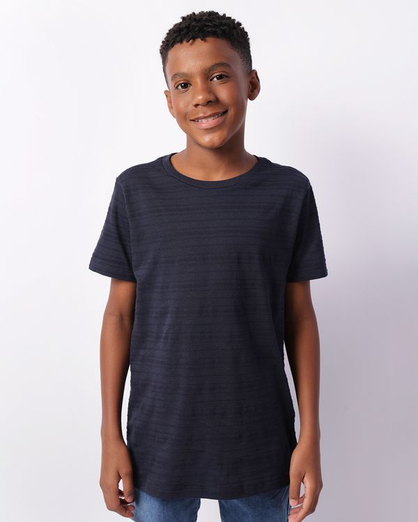 Camiseta Juvenil Manga Curta Texturizada Marinho 12