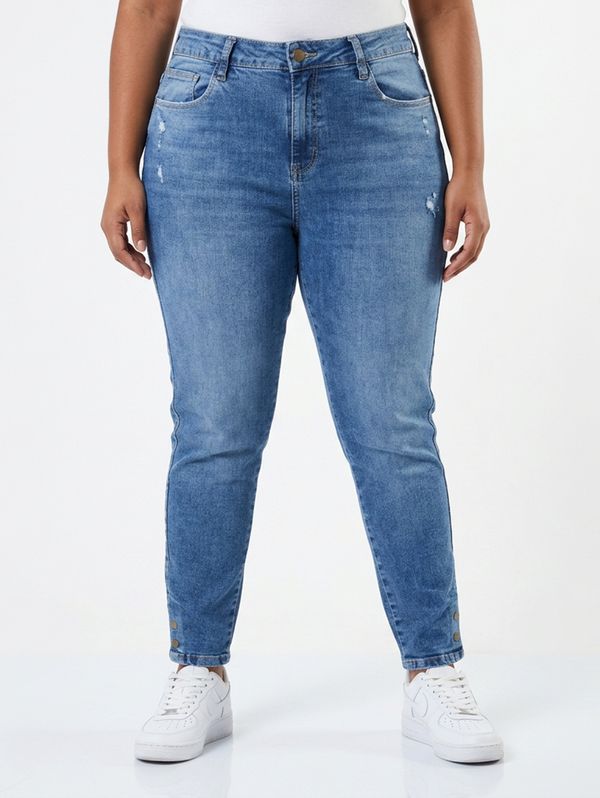 Calça Jeans Cigarrete Plus Size Feminina AZUL 52
