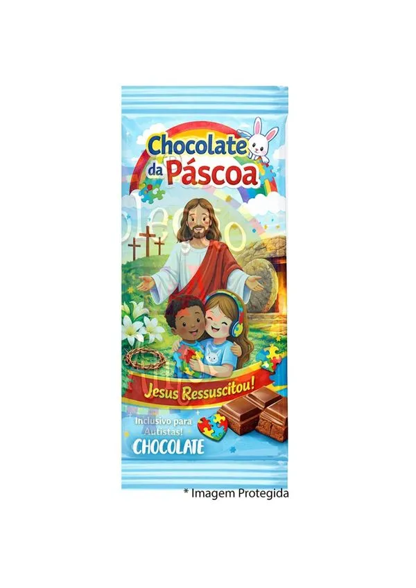 Kit 5 Adesivos de Páscoa para Autistas tema religioso Barra de Chocolates - Faça você mesmo