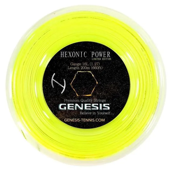 Corda de Tênis Hexonic Power 1,18MM Copolímero Hexagonal Monofilamento Amarela Gênesis Corda de Tênis Hexonic Power 1,18MM Hexagonal Amarela Gênesis