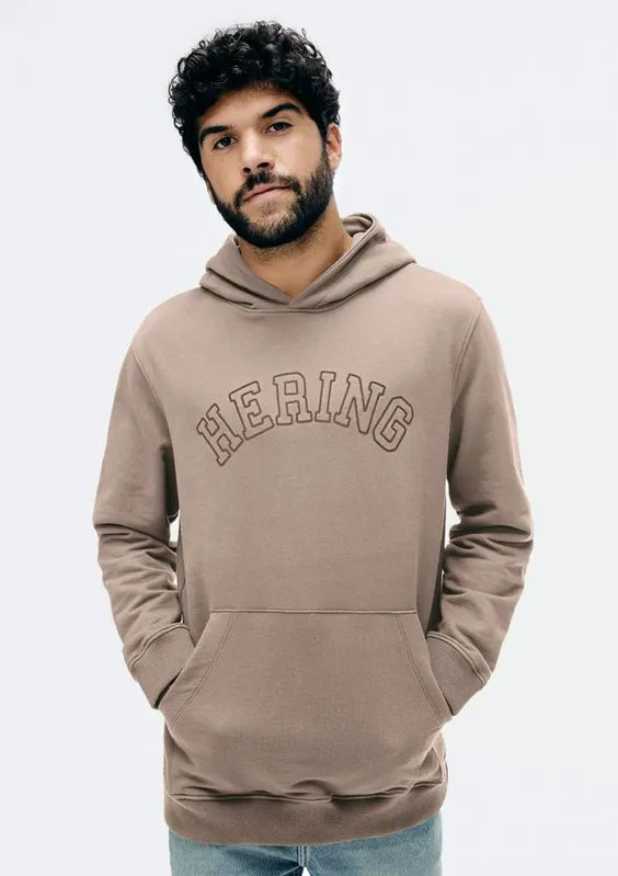 Blusão Masculino Comfort Com Bordado Em Moletom Peluciado - Bege XG
