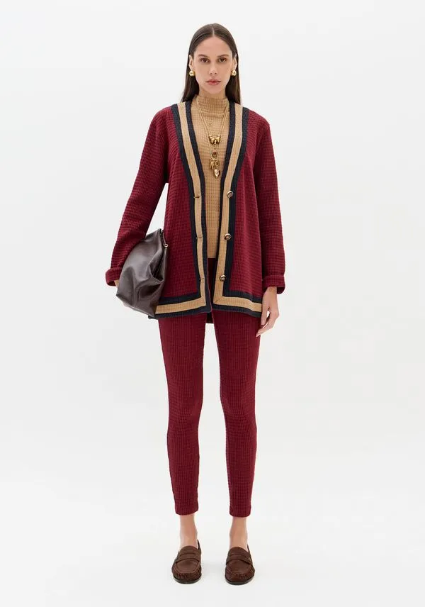 Calça Legging De Cintura Alta Bordô M
