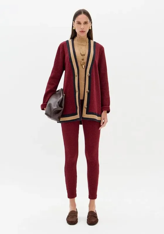 Calça Legging De Cintura Alta Bordô M