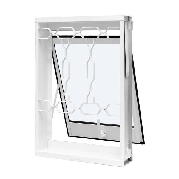 Janela Maxim-ar Aço Com Grade Elo Vidro Liso 50X50X12 Qualitysol Branco Ramassol