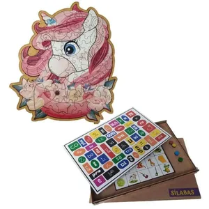 Kit Quebra Cabeça 84 Peças e Jogo Educativo Sílabas Pedagógi