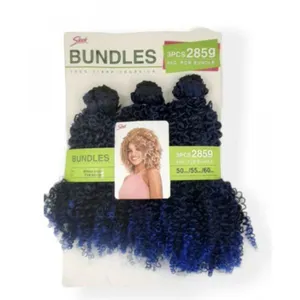 Cabelo Organico Goivo Black Cacheado Entrelace Alta Qualidade Bundles Original Cor:tib-blue