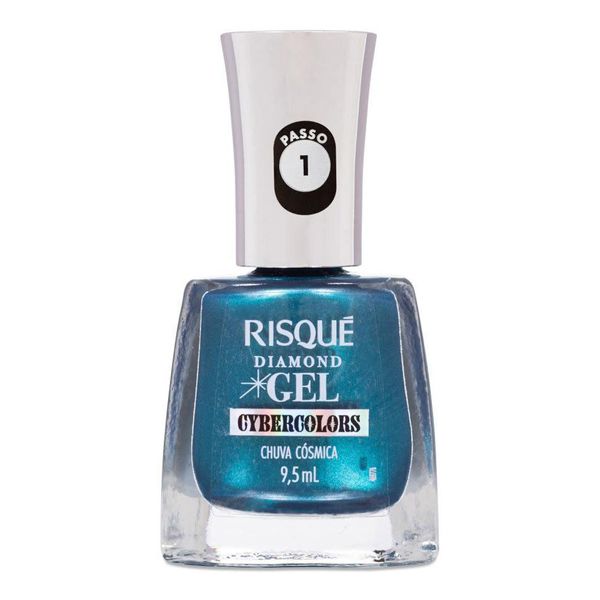 Esmalte Verde Risqué Diamond Gel Cybercolors Chuva Cósmica Metálico 9,5ml