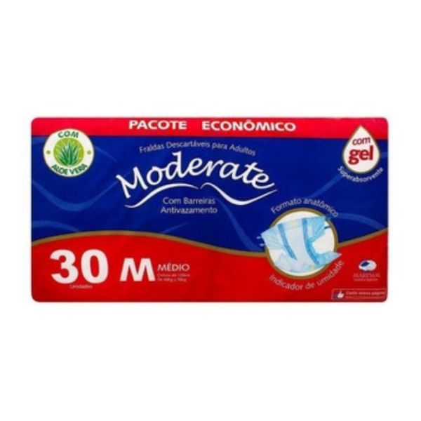 Fralda Geriatrica Moderate Econômico (M) 30 Unidades