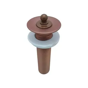 Válvula Escoamento Lavatório Banheiro Longa Para Cuba Sobrepor Cobre Rosé Gold Fosco Luxo Metal 7/8"