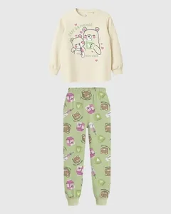 Pijama Infantil Menina Blusa E Calça Estampada Em Algodão Malwee Kids Off White - 6