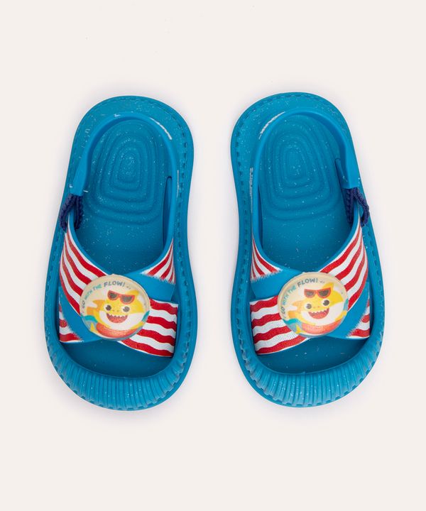 sandália infantil tiras cruzadas baby shark com elástico azul 25