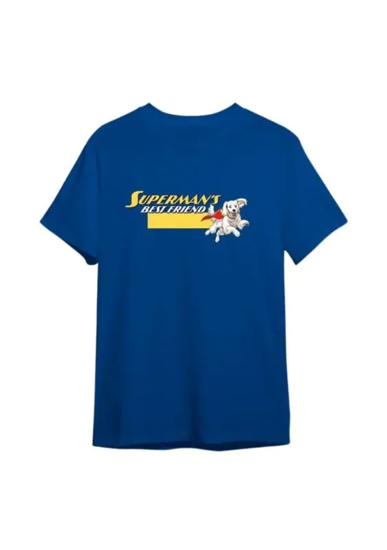 Camiseta Algodão Azul Manga Curta Superman Best Friends P / Azul