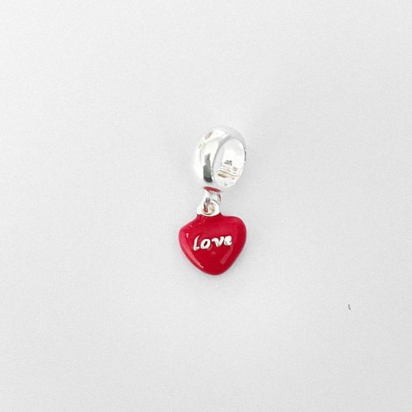 Berloque Esmaltado Vermelho Love Prata 925
